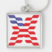 Letter X Monogram Vlag van de VS Sleutelhanger (Voorkant)