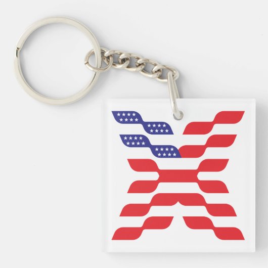 Letter X Monogram Vlag van de VS Sleutelhanger (voorkant)