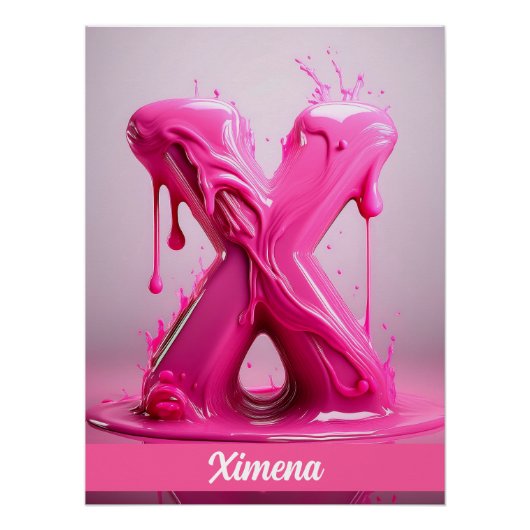 Letter X, Monogram X - Customizable Name Poster  (Voorkant)