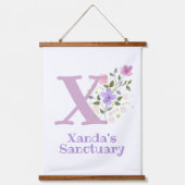 Letter X plus voornaam met een Floral Design Hangend Wandkleed (Voorkant)