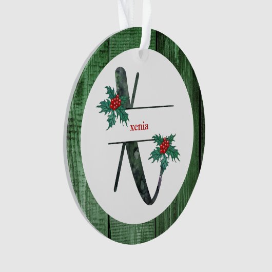 *~* Letter X Robuuste kerstfoto AP44 Ornament (voorkant)