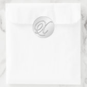 Letter X script initiaal faux Silver Monogram Adva Ronde Sticker (Tas)