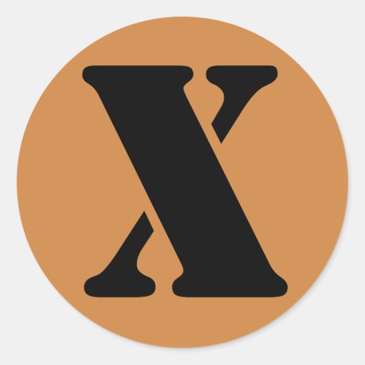 Letter X Stencil Alfabet van Janz Peru Gold Ronde Sticker (Voorkant)