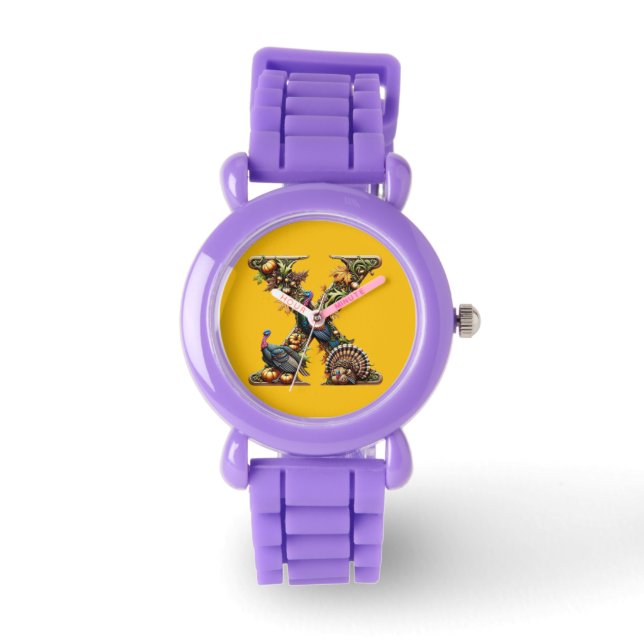 Letter X Thanksgiving turkey style  Horloge (Voorkant)