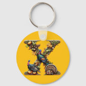 Letter X Thanksgiving turkey style Sleutelhanger (Voorkant)
