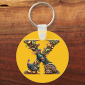 Letter X Thanksgiving turkey style Sleutelhanger (Voorkant)