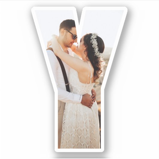 Letter Y Alphabet & Photo Custom-Cut Vinyl Sticker (Voorkant)