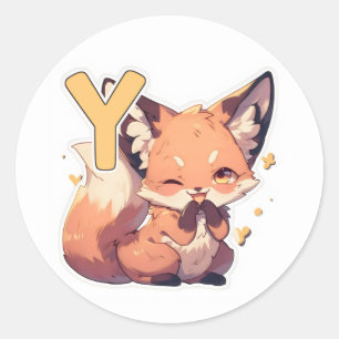 Letter Y Anime Schattige Vos Ronde Sticker
