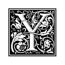 Letter Y art nouveau black and white Tegel