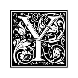 Letter Y art nouveau black and white Tegel Zelfinktende Stempel