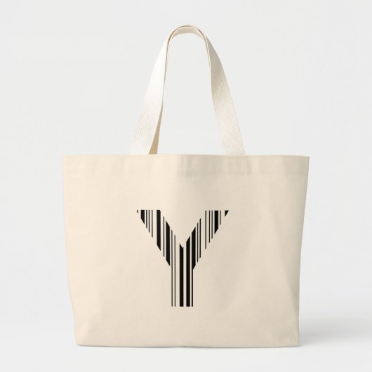 LETTER Y BAR CODE Eerste Initiaal Barcodepatroon Grote Tote Bag (Voorkant)
