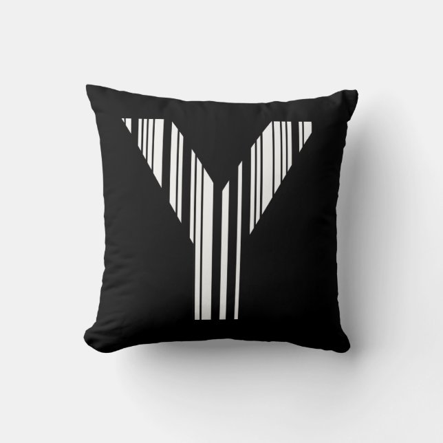 LETTER Y BAR CODE Eerste Initiaal Barcodepatroon Kussen (Voorkant)