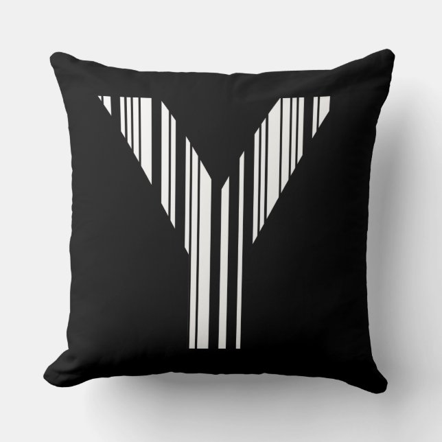 LETTER Y BAR CODE Eerste Initiaal Barcodepatroon Kussen (Voorkant)