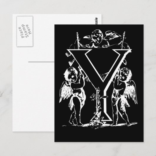 Letter Y Black en White Monogram-kaarten Briefkaart (Voorkant / Achterkant)