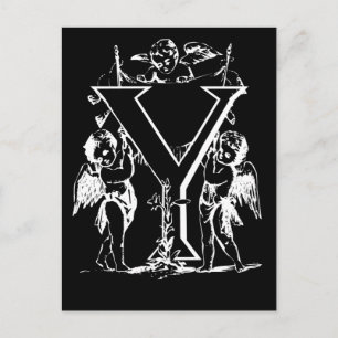 Letter Y Black en White Monogram-kaarten Briefkaart