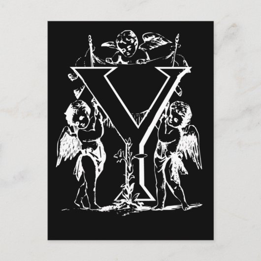 Letter Y Black en White Monogram-kaarten Briefkaart (Voorkant)
