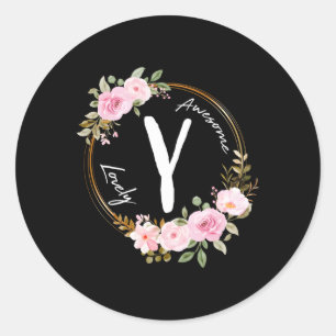 Letter Y Bloemenkrans naam Initiaal Y Moederdag Ronde Sticker
