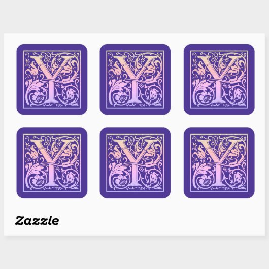 Letter Y Colorful  First Letter Gradient Vierkante Sticker (Vel)