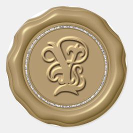 *~* Letter Y Diamond Circle GOLD Wax Seal Stickers