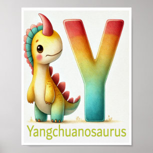 Letter Y, Dinosaur Alphabet Waterverf Poster