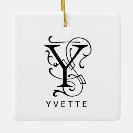 Letter Y Elegant Monogram Kerst Ornament