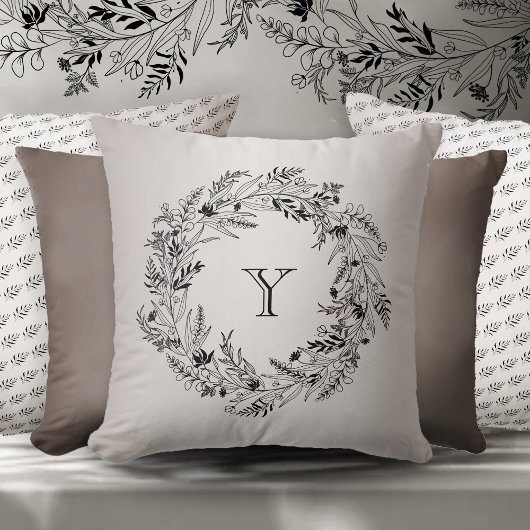 Letter Y  Gold Botanical Monogram Kussen