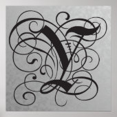 Letter Y, Gothic Monogram Black Poster (Voorkant)