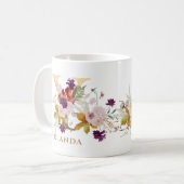 Letter Y - Gouden bloem naam zus collega vriend Koffiemok (Voorkant links)