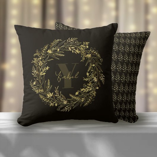Letter Y Gouden Botanische Monogram Kussen