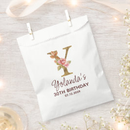 Letter Y Gouden Monogram Roze Rozen Bedankzakje