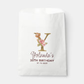 Letter Y Gouden Monogram Roze Rozen Bedankzakje (Voorkant)