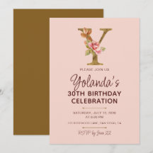 Letter Y Gouden Monogram Roze Rozen