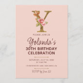 Letter Y Gouden Monogram Roze Rozen Kaart (Voorkant)