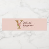 Letter Y Gouden Monogram Roze Rozen Waterfles Etiket (Enkel label)