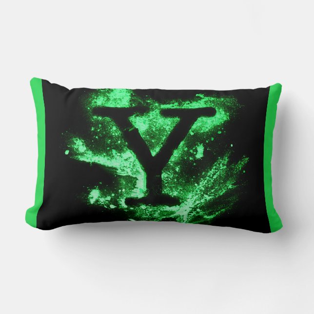Letter Y Groen Hoofdstedelijk Alfabet Kussen (Voorkant)