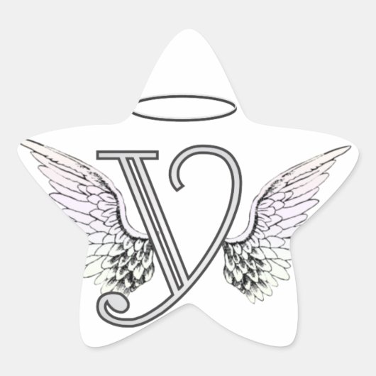 Letter Y Initiaal Monogram met Angel Wings & Halo Ster Sticker (Voorkant)