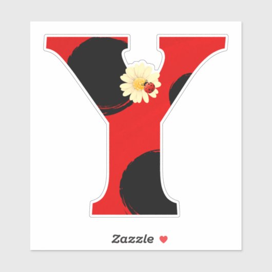 Letter Y lieveheersbeestje Print met lieveheersbee Sticker (Vel)