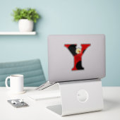 Letter Y lieveheersbeestje Print met lieveheersbee Sticker (Laptop op bureau)