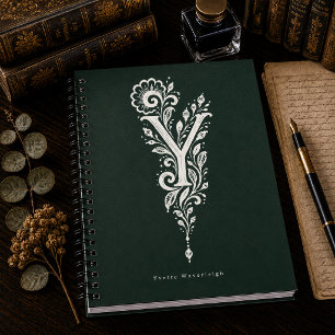 Letter Y Linocut Botanische Monogram Notitieboek