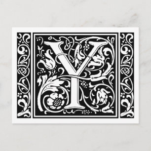 Letter Y Middeleeuwse Monogram Art Nouveau Briefkaart