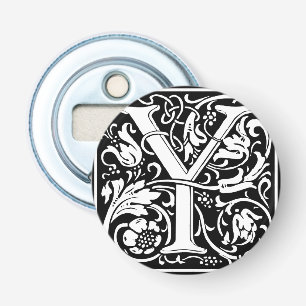 Letter Y Middeleeuwse Monogram Art Nouveau Button Flesopener