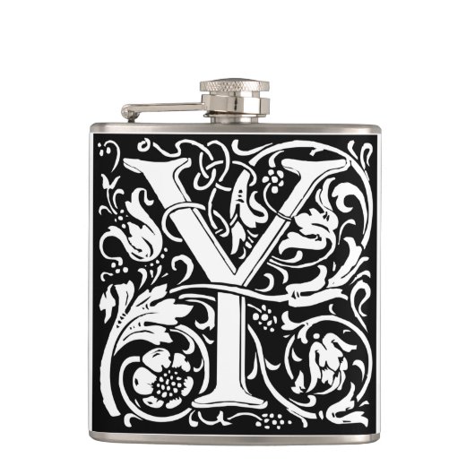 Letter Y Middeleeuwse Monogram Art Nouveau Heupfles (Voorkant)