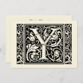Letter Y Middeleeuwse Monogram Art Nouveau Kaart (Voorkant / Achterkant)