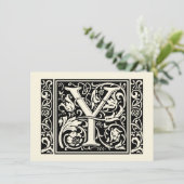 Letter Y Middeleeuwse Monogram Art Nouveau Kaart (Staand voorkant)