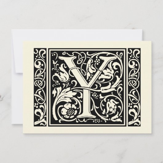 Letter Y Middeleeuwse Monogram Art Nouveau Kaart (Voorkant)