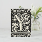 Letter Y Middeleeuwse Monogram Art Nouveau Kaart (Staand voorkant)