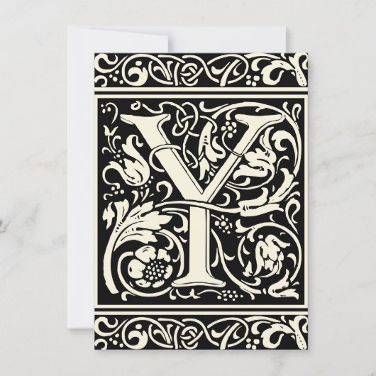 Letter Y Middeleeuwse Monogram Art Nouveau Kaart (Voorkant)