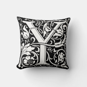 Letter Y Middeleeuwse Monogram Art Nouveau Kussen
