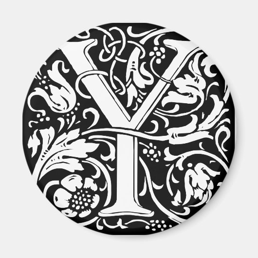 Letter Y Middeleeuwse Monogram Art Nouveau Magneet (Voorkant)