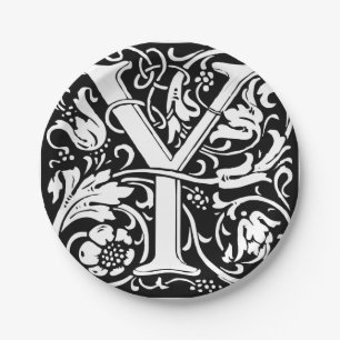 Letter Y Middeleeuwse Monogram Art Nouveau Papieren Bordje